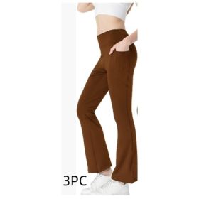 Ladies Mid Waist Abdominal-shaping Slimming Cropped Pants Casual Pocket Bootcut Trousers (Option: SetD-L)