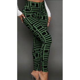 Casual Women Geometric Print Knitted Leggings (Option: Green-S)