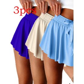 Minimal Versatile High Waist Pleating Lace-up Casual Shorts (Option: Set1-XL)