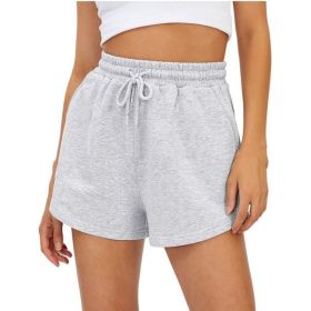 Women's Fashion Casual Exercise Elastic Running High Waist Shorts (Option: Gray-M)