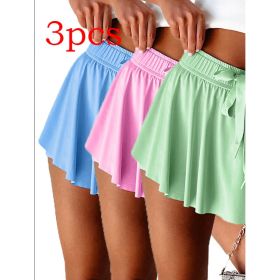 Minimal Versatile High Waist Pleating Lace-up Casual Shorts (Option: Set4-S)