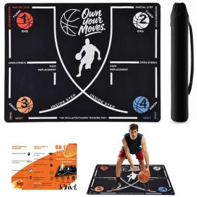 Basketball Footwork Training Mat For Beginners - 59 X 35 Inch Indoor Outdoor Skill Trainer - Visual Step Guide For Youth & Adults - Anti-Slip & P (Option: Blcak)