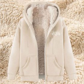 Men's Fleece Hoodie With Fleece Lining, Thick And Warm For Winter, Lamb Fleece For Autumn And Winter (Option: 21 Apricot-XL)