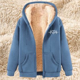 Men's Fleece Hoodie With Fleece Lining, Thick And Warm For Winter, Lamb Fleece For Autumn And Winter (Option: 21 Light Blue-XL)