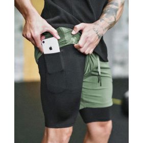 Pocket Compression Shorts (Option: Green black-XL)