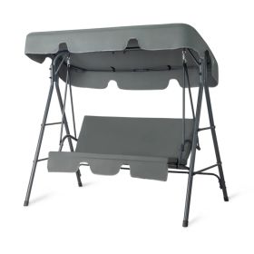 68X43X60 Inch Dark Gray KD Style With Cushion Canopy Iron Oxford Fabric 250kg Iron Swing Set (Option: defaulttitle)