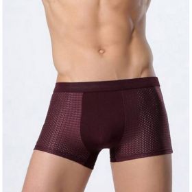 Ice silk men's underwear mesh boxer (Option: Red-XXXL)