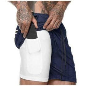 Pocket Compression Shorts (Option: Navy Blue-3XL)
