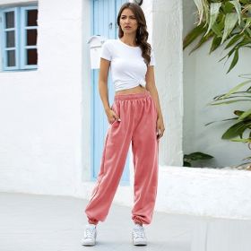 High waist casual track pants (Option: Pink-S)