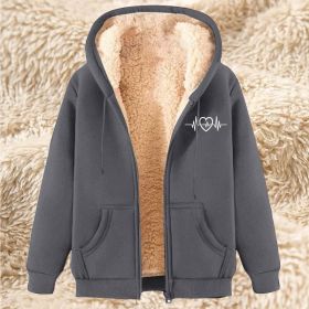 Men's Fleece Hoodie With Fleece Lining, Thick And Warm For Winter, Lamb Fleece For Autumn And Winter (Option: 22 Dark Gray-2XL)