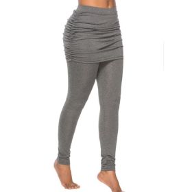 Pack hip side pleated skirt fake two leggings skirt (Option: Grey-L)