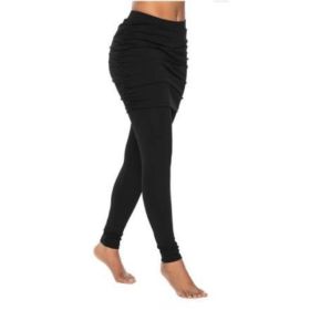 Pack hip side pleated skirt fake two leggings skirt (Option: Black-S)