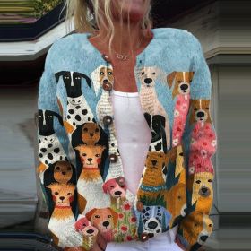 3D Digital Printing Cardigan Knitted Coat (Option: HWJ165612-M)
