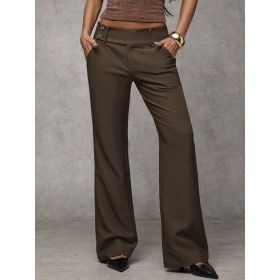 Draping Slimming And Height-enhancing Versatile Casual Workwear Suit Pants (Option: Brown-S)