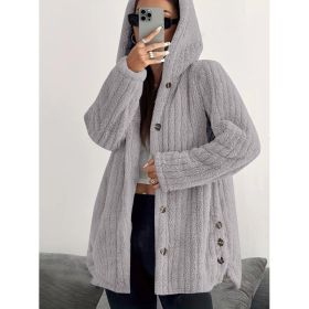 Hooded Loose Plush Coat Women's Regular Sleeve (Option: Light Gray-S)