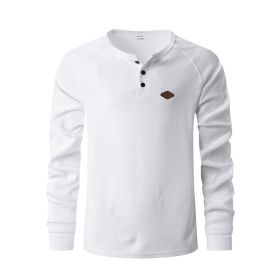 Waffle Buckle Quick-drying Raglan Henry Long Sleeve (Option: White-S)