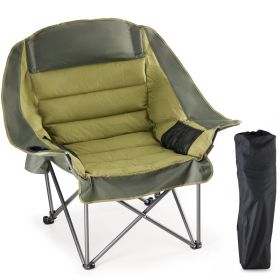 Camp Chair - A 450-pound Durable Folding Chair Equipped With A Cup Holder And Side Pockets (Option: Green)