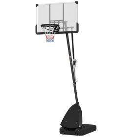 4.9-10' Basketball Stand, Freestanding Basketball System with 44" Shatterproof Backboard, Rebound System and Wheels (Option: Black-1170x800x245 mm)