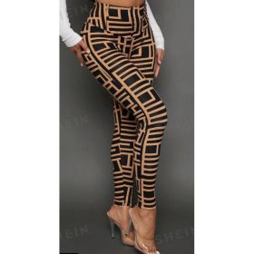 Casual Women Geometric Print Knitted Leggings (Option: Multicolor-S)