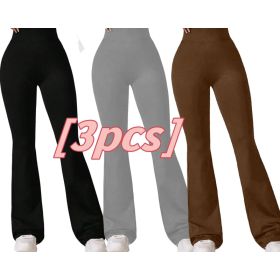 3pcs High-Waisted Flare Sharkskin Leggings Slim Fit, Lightweight & Sculpting Yoga Pants (Option: Multicolored-S)