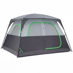 6-person Waterproof And Windproof Family Camping Tent, With Spacious Interior, Easy-to-install Double-layer Tent, Featuring Mesh Windows And Skylights (Option: Grey)