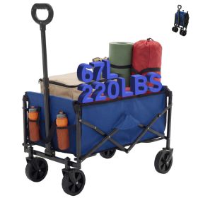 Foldable Trolley, With Wheels, Foldable, Large Capacity, 330 Pounds, Multi-functional Trolley, Heavy-duty Design, With Elastic Handles (Option: Blue  5in)