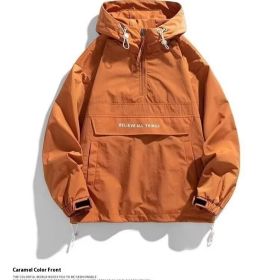 Half Zipper Pullover Men's Spring And Autumn New Hooded Fir Sweater (Option: Orange Red-M)