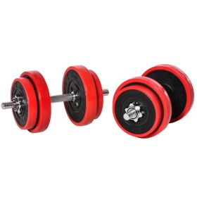 Adjustable Dumbbell Set, 44lbs Convertible To Barbell Weight Set Made With Metal Sand And Plastic For Home Gym Women And Men Weight Lifting Training (Option: Red Wine)