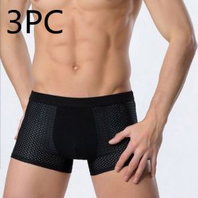 Ice silk men's underwear mesh boxer (Option: 3 pcs Black-L)