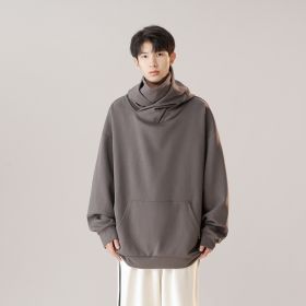 Hooded Turtleneck Sweater Men's Autumn Winter Couple Workwear Mechanical Style (Option: God Gray-M)