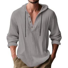 Hooded Casual Loose-fitting T-shirt Sweater For Men (Option: Gray-S)