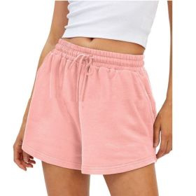 Women's Fashion Casual Exercise Elastic Running High Waist Shorts (Option: Pink-2XL)