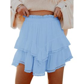 Casual Bohemian Pleated Layered Skirt (Option: Blue-S)