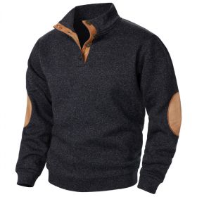 Men's Stand Collar Knitted Joint Stitching Casual Jacquard Cardigan Sweater (Option: Black-S)