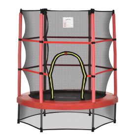 Φ5FT Kids Trampoline with Enclosure Net for Age 3 to 6 Years Red (Option: Red-770x330x220 mm)