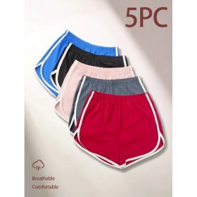 High Waist Drawstring Lounge Shorts Summer Casual Loose Fit Cotton Shorts For Women (Option: Multicolored-5pcs-S)
