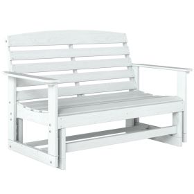 Patio Glider Bench w/ HDPE Slatted Double Rocking Chair, Distressed White (Option: Distressed White-1200x240x700 mm)