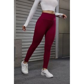 Autumn And Winter Women's Velvet Lift Hip Tight Pants With Elastic High Waist Sports Tight Pants (Option: Red-XS)