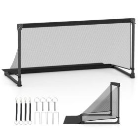 59" Portable Folding Soccer Goal (Size L, Black) - Heavy-Duty Metal Frame, Tear-Resistant PE Net (Option: defaulttitle)