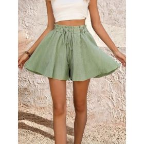 Women's Summer Solid Color Shorts Pantskirt (Option: Olive Green-S)