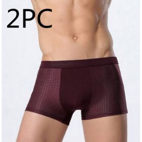 Ice silk men's underwear mesh boxer (Option: Red 2PC-XXXL)