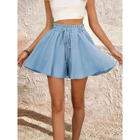 Women's Summer Solid Color Shorts Pantskirt (Option: Sky Blue-S)