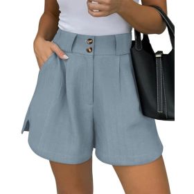 Shorts Pure Color Comfort Women's Clothing With Pockets (Option: Light Blue-S)