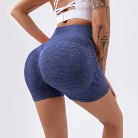 Fitness Yoga Shorts Pants Butt Lifting Seamless Leggings Women Gym (Option: Royal blue-S M)