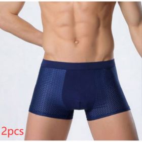 Ice silk men's underwear mesh boxer (Option: Royal blue 2PCS-L)