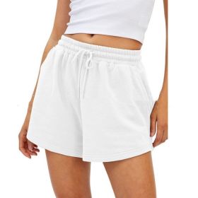 Women's Fashion Casual Exercise Elastic Running High Waist Shorts (Option: White-2XL)