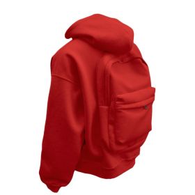 Backpack Men's Loose Sports And Leisure Hooded Zipper Sweatshirt (Option: Red-S)