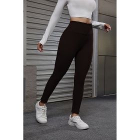 Autumn And Winter Women's Velvet Lift Hip Tight Pants With Elastic High Waist Sports Tight Pants (Option: Coffee-XS)