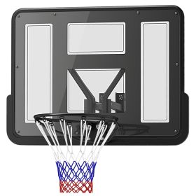 Wall Mounted Basketball Hoop, Basketball Goal Combo Kit with 43" Reinforced Shatter Resistant Backboard and All Weather Net for Indoor or Outdoor Use (Option: Black-1130x85x800 mm)