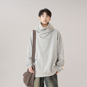 Hooded Turtleneck Sweater Men's Autumn Winter Couple Workwear Mechanical Style (Option: Cloud Gray-M)